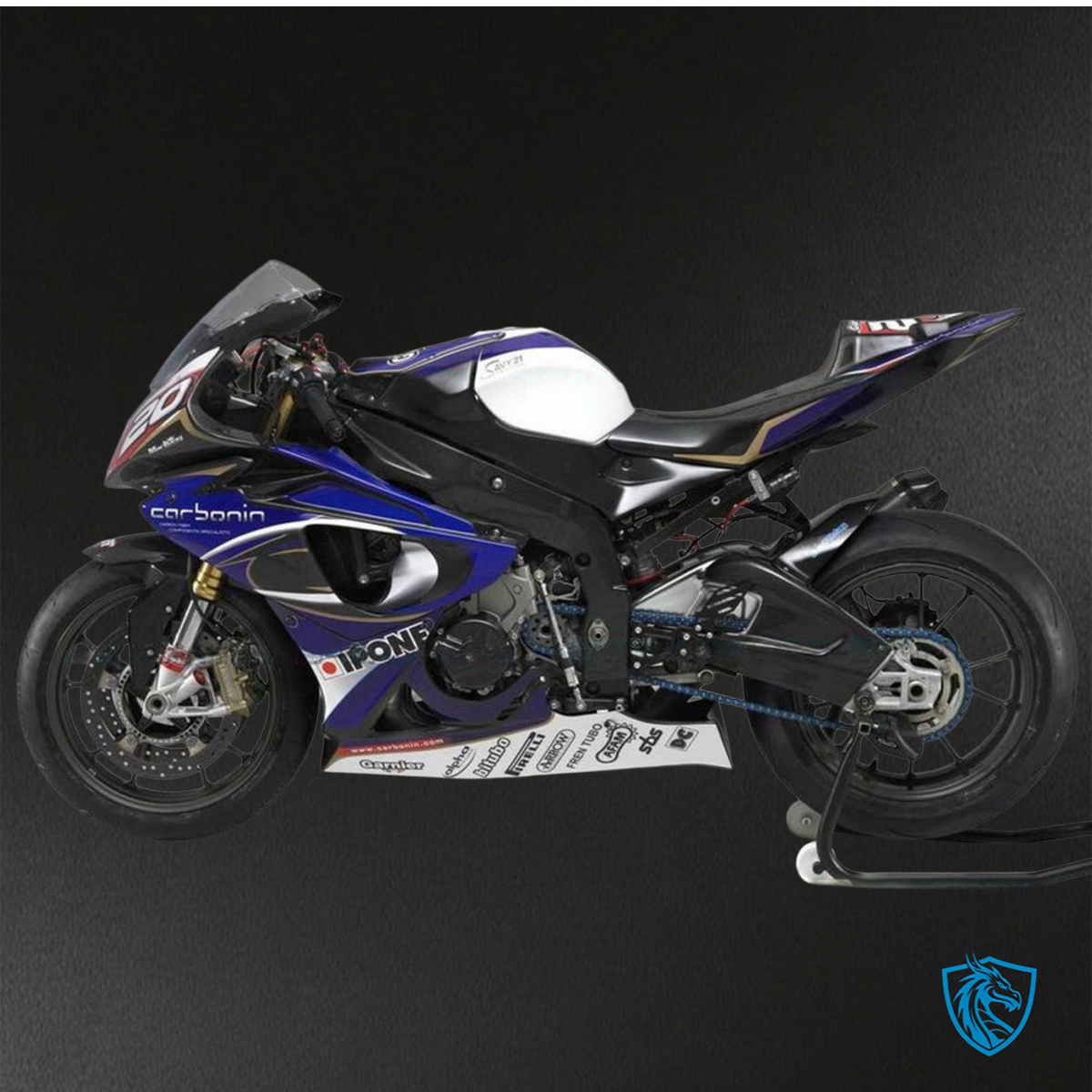 BMW S1000RR HP4 (2009-2014) Gloss Black & Blue - Replacement Motorcycle Fairings Kit