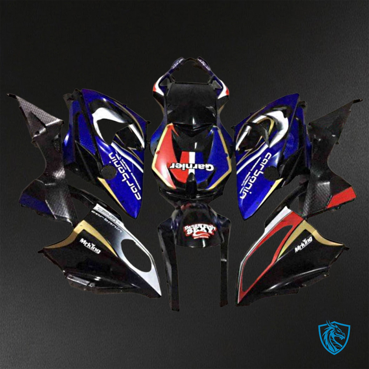 BMW S1000RR HP4 (2009-2014) Gloss Black & Blue - Replacement Motorcycle Fairings Kit