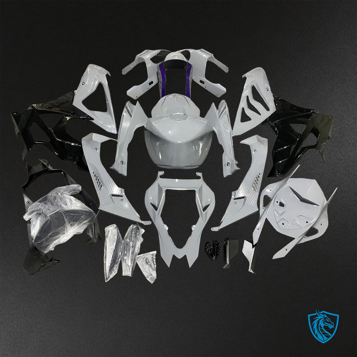 BMW S1000RR HP4 (2009-2014) Gloss Black & Gray - Custom ABS Fairing Kit