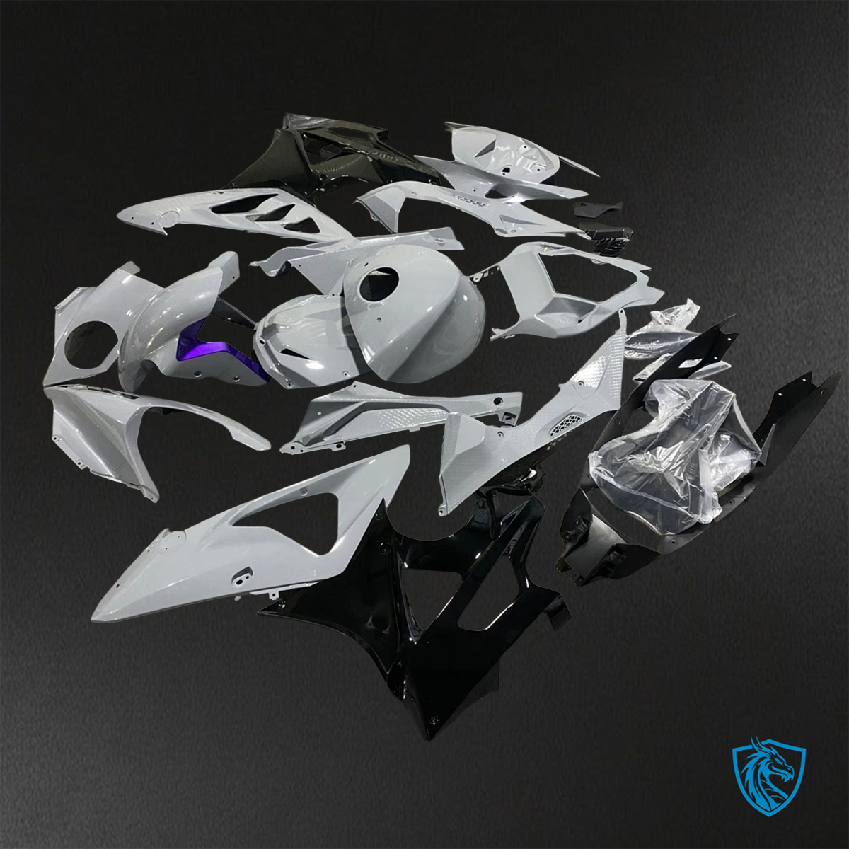 BMW S1000RR HP4 (2009-2014) Gloss Black & Gray - Custom ABS Fairing Kit