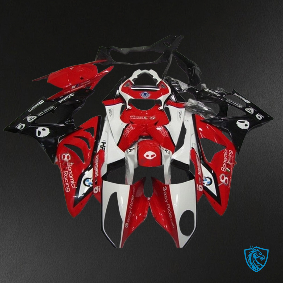 BMW S1000RR HP4 (2009-2014) Black & Red - Replacement Motorcycle Fairings Kit