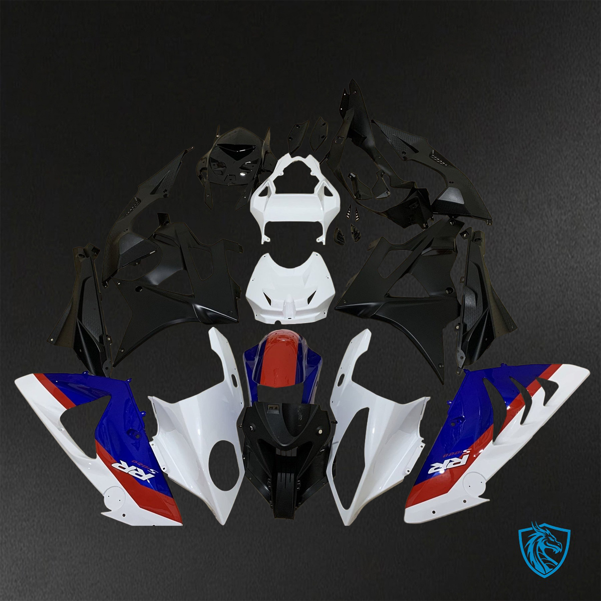 BMW S1000RR HP4 (2009-2014) Gloss Black & White  ABS Bodywork - Fairings Kit