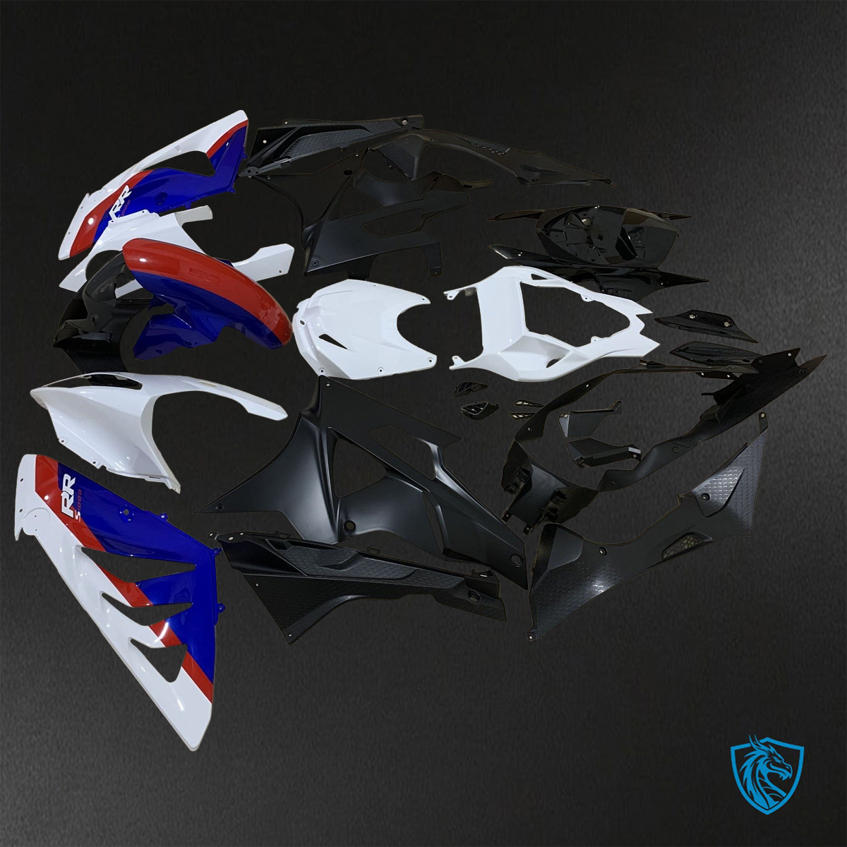 BMW S1000RR HP4 (2009-2014) Gloss Black & White  ABS Bodywork - Fairings Kit