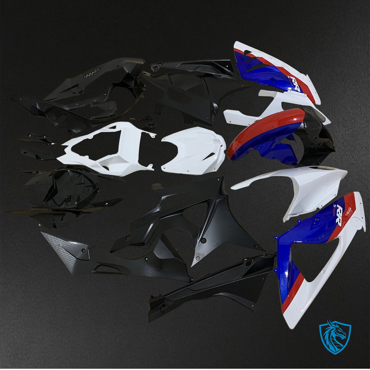 BMW S1000RR HP4 (2009-2014) Gloss Black & White  ABS Bodywork - Fairings Kit