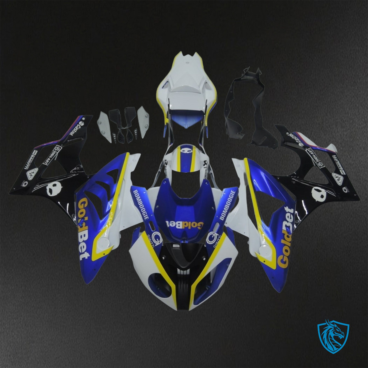 BMW S1000RR HP4 (2009-2014) Gloss Blue, Black, White & Yellow ABS Bodywork - Fairings Kit