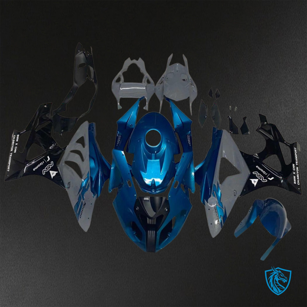 BMW S1000RR HP4 (2009-2014) Blue, Gray & Black - Replacement Motorcycle Fairings Kit