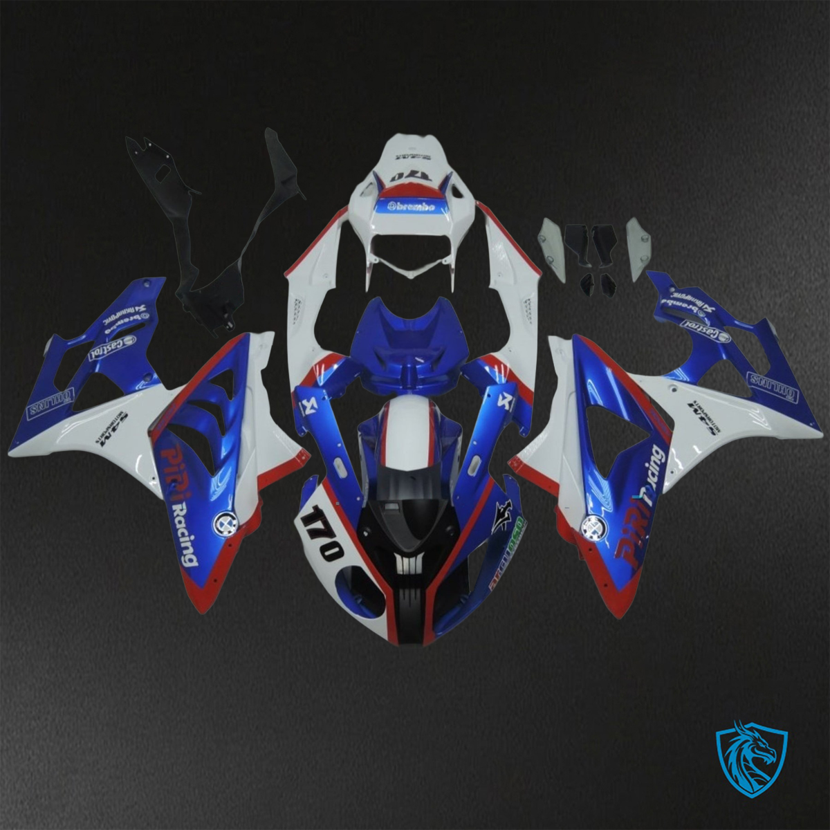 BMW S1000RR HP4 (2009-2014) Gloss Blue, Red, White & Black - Custom ABS Fairing Kit