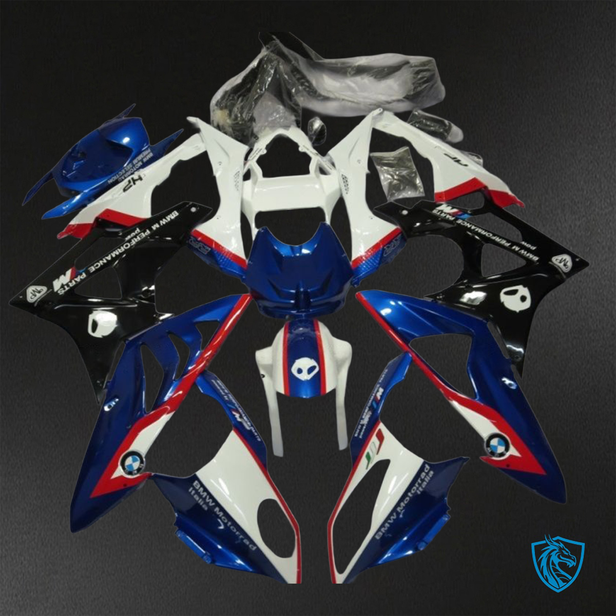BMW S1000RR HP4 (2009-2014) Blue & White - Custom ABS Fairing Kit