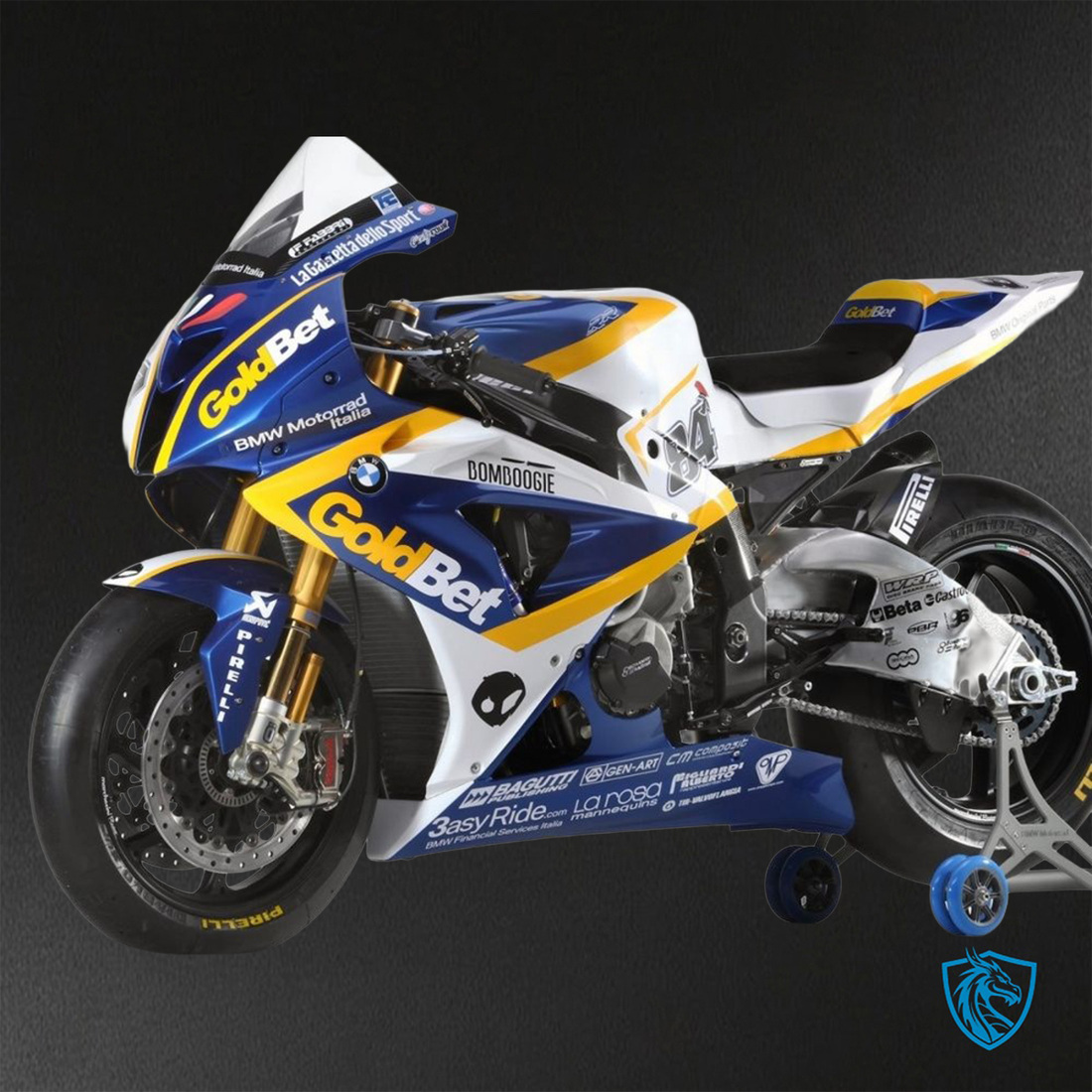 BMW S1000RR HP4 (2009-2014) Blue & White Gold Bet  Fairings Kit - Aftermarket ABS Bodywork