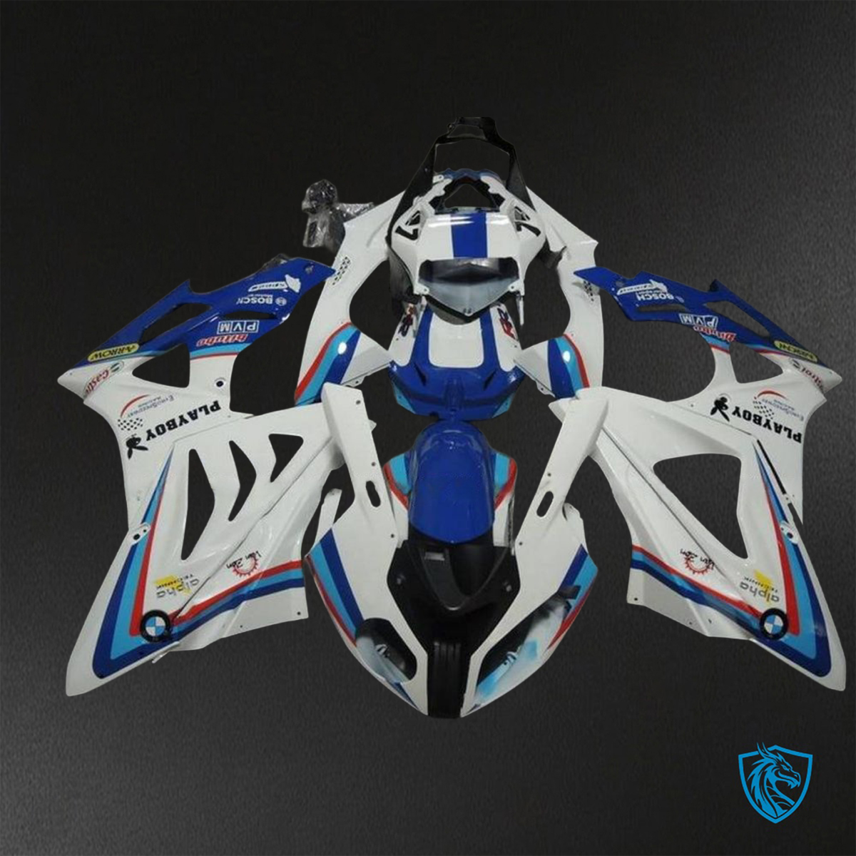 BMW S1000RR HP4 (2009-2014) Blue & White Play Boy - Replacement Motorcycle Fairings Kit
