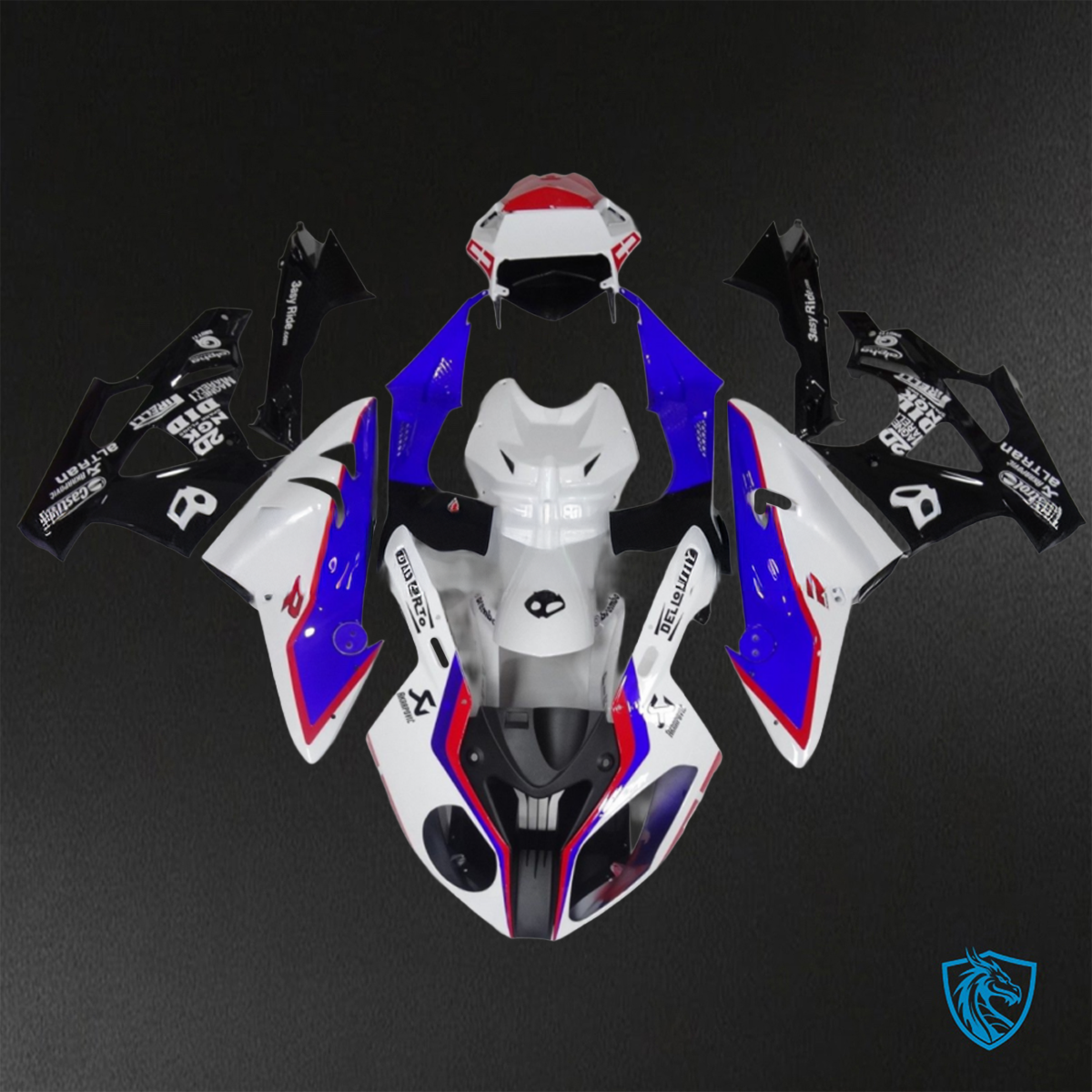 BMW S1000RR HP4 (2009-2014) Gloss Blue, Black & White ABS Bodywork - Fairings Kit
