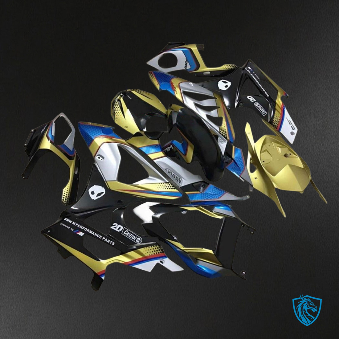 BMW S1000RR HP4 (2009-2014) Yellow, Blue, Black & Grey - Custom ABS Fairing Kit