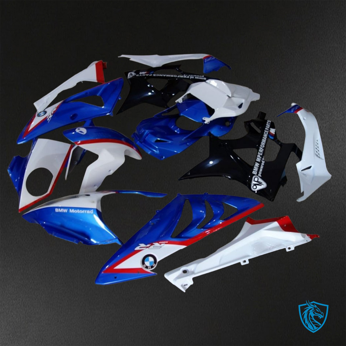 BMW S1000RR HP4 (2009-2014) Gloss Blue & White Fairings Kit - Aftermarket ABS Bodywork
