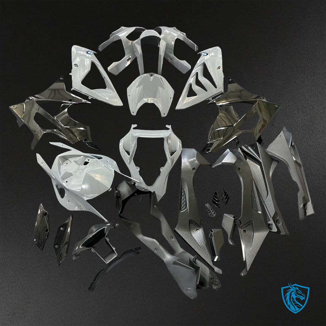 BMW S1000RR HP4 (2009-2014) Gloss Gray & Black ABS Bodywork - Fairings Kit