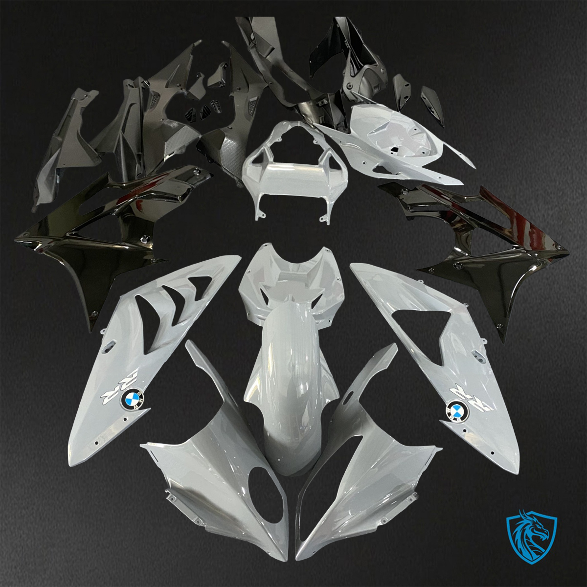 BMW S1000RR HP4 (2009-2014) Gloss Gray & Black ABS Bodywork - Fairings Kit