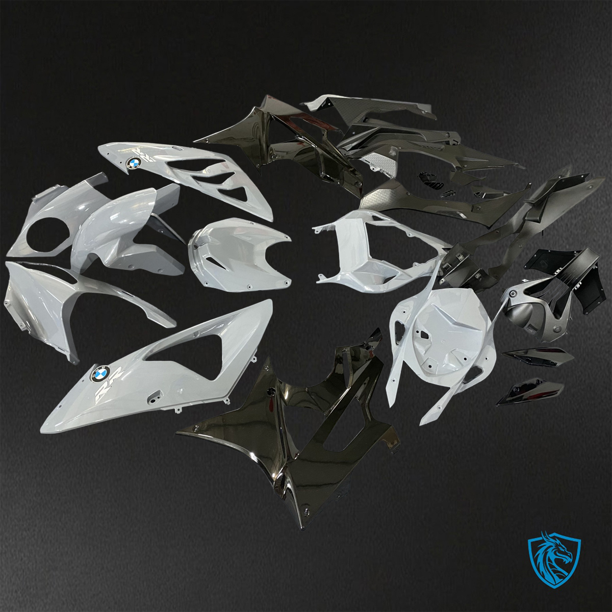 BMW S1000RR HP4 (2009-2014) Gloss Gray & Black ABS Bodywork - Fairings Kit