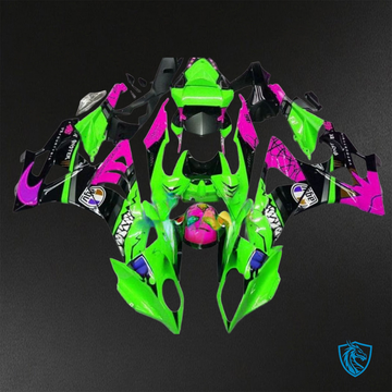 BMW S1000RR HP4 (2009-2014) Green, Pink & Black Fairings Kit - Aftermarket ABS Bodywork