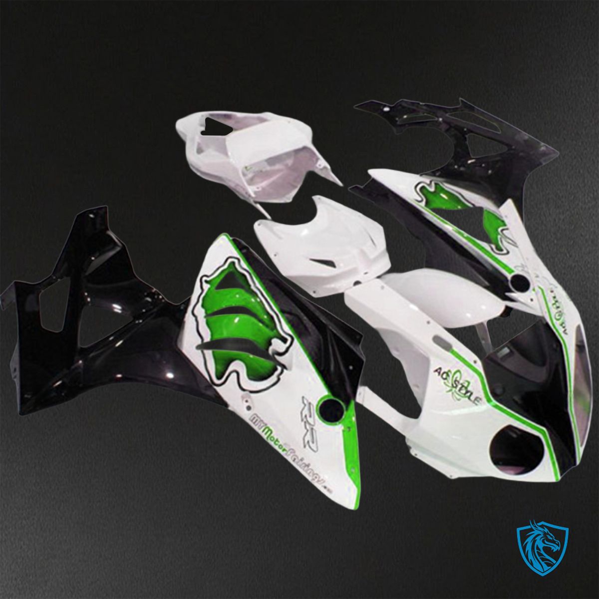 BMW S1000RR HP4 (2009-2014) Green & White - Custom ABS Fairing Kit