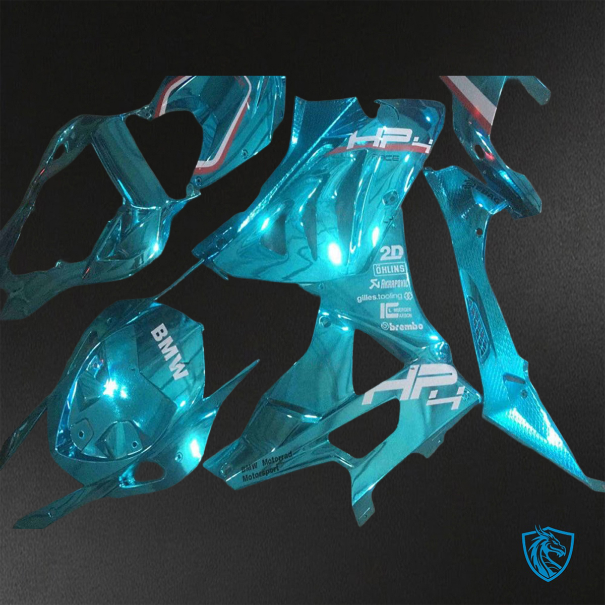 BMW S1000RR HP4 (2009-2014) Green Chrome Galvanized Fairings Kit - Aftermarket ABS Bodywork