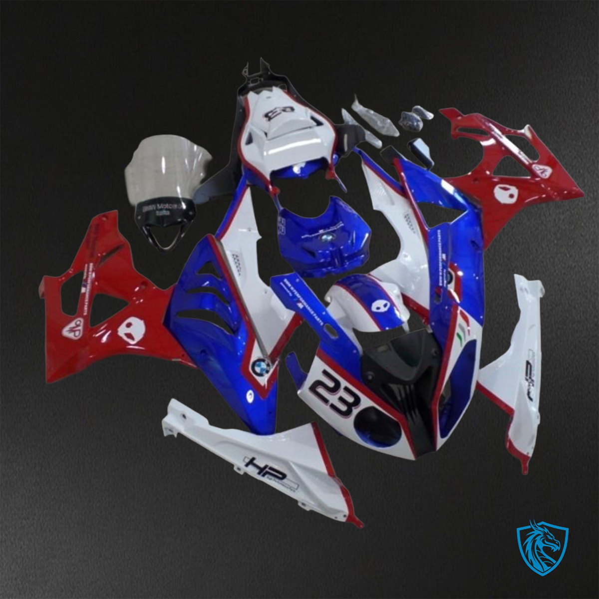 BMW S1000RR HP4 (2009-2014) Gloss Red, Blue & White ABS Bodywork - Fairings Kit