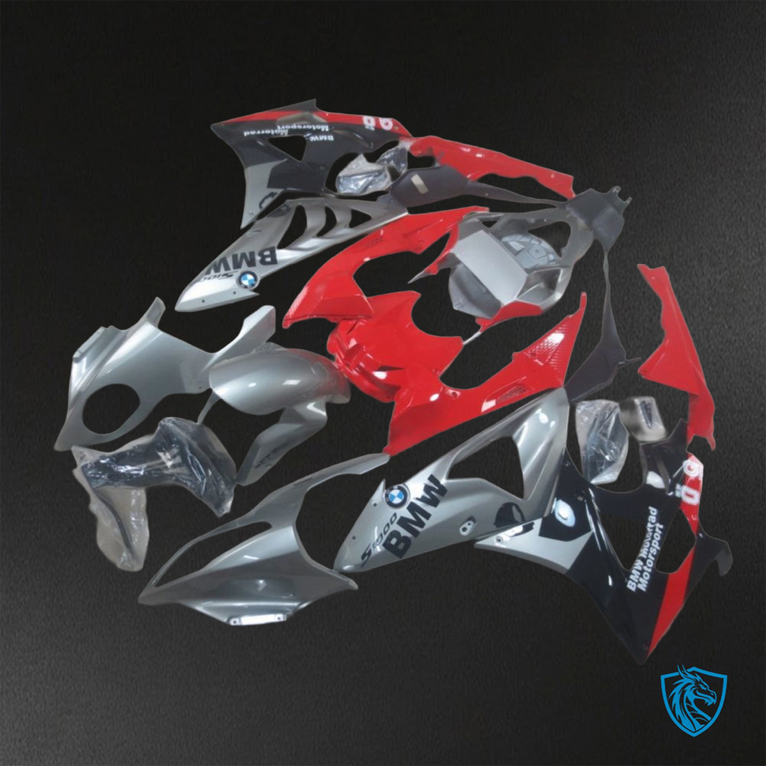 BMW S1000RR HP4 (2009-2014) Silver & Red - Replacement Motorcycle Fairings Kit