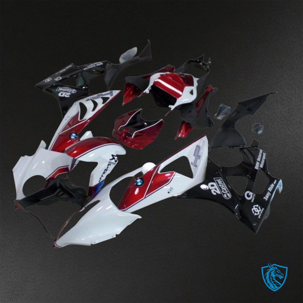 BMW S1000RR HP4 (2009-2014) Gloss Red, White & Black ABS Bodywork - Fairings Kit