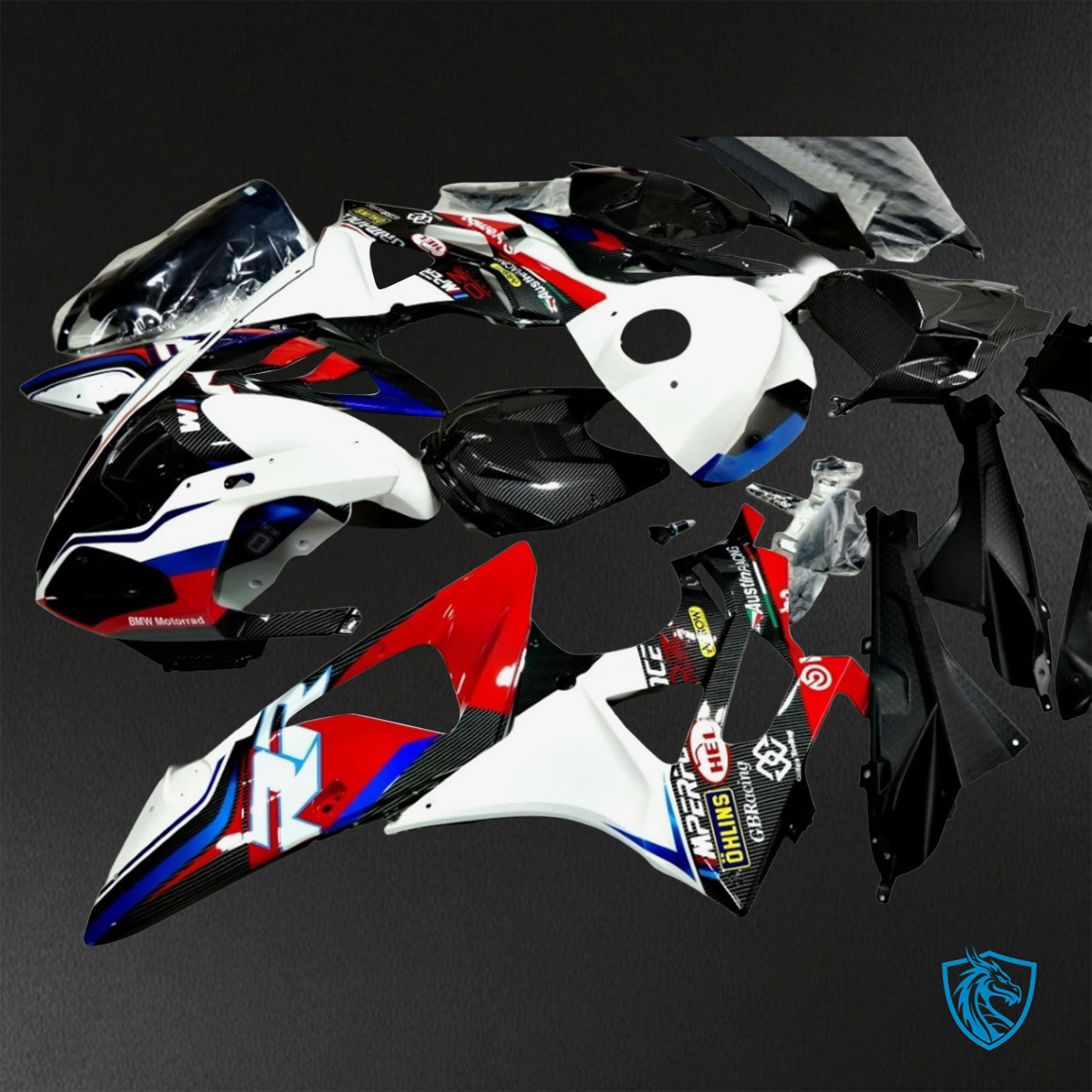 BMW S1000RR HP4  (2009-2014) Gloss White, Blue, Red & Black - Custom ABS Fairing Kit