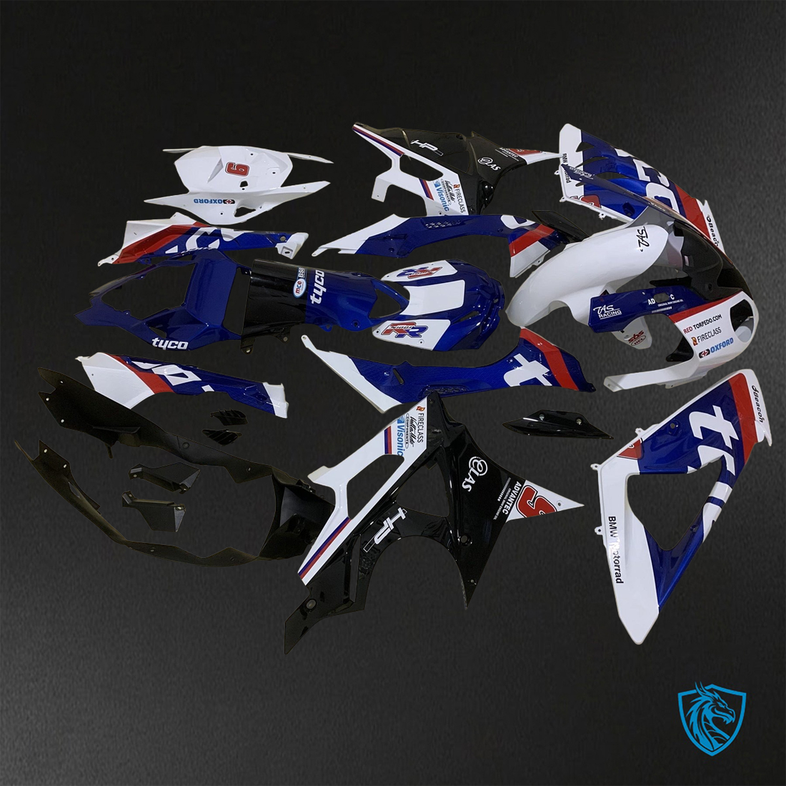 BMW S1000RR HP4 (2009-2014) Blue, White & Red Fairings Kit - Aftermarket ABS Bodywork