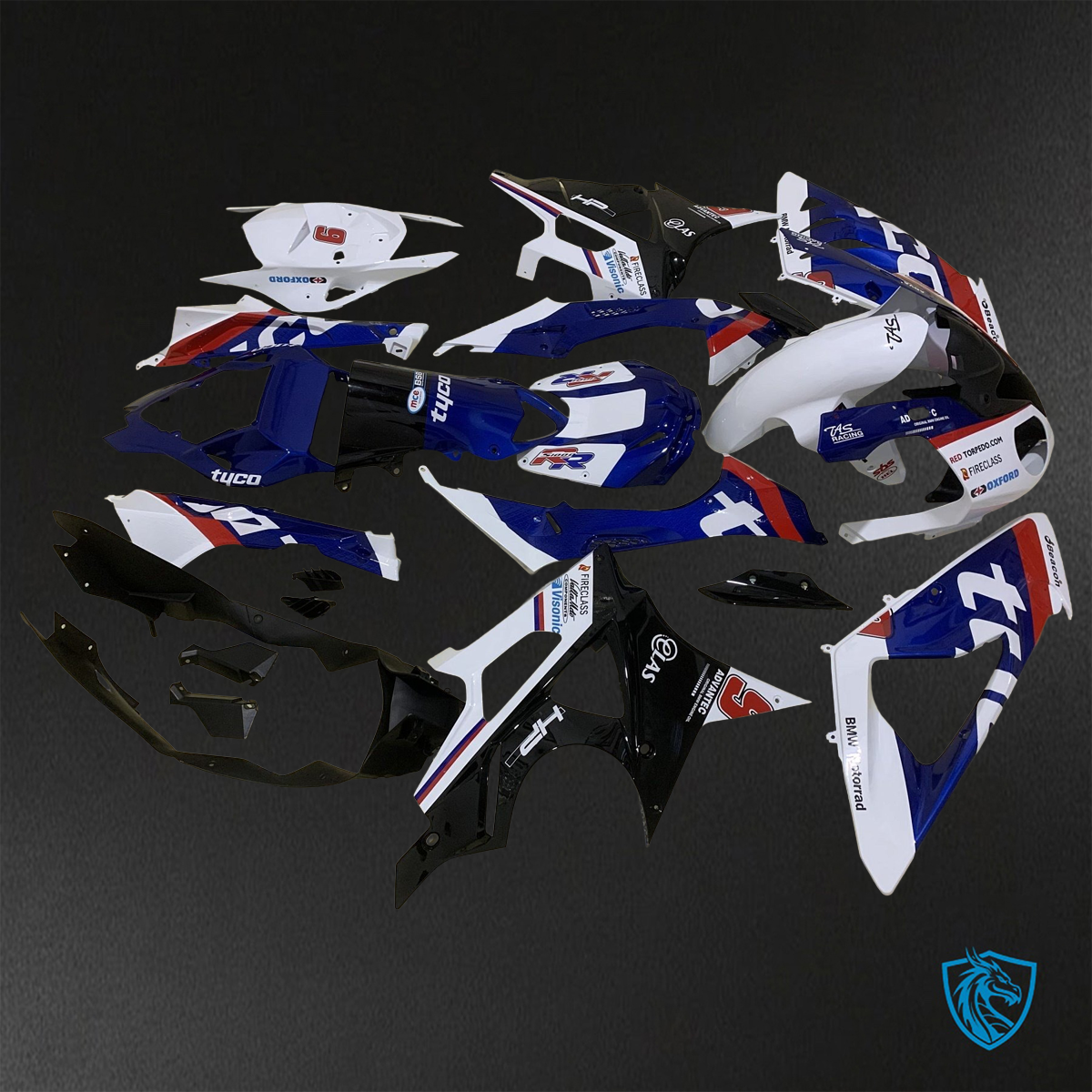 BMW S1000RR HP4 (2009-2014) Blue, White & Red Fairings Kit - Aftermarket ABS Bodywork