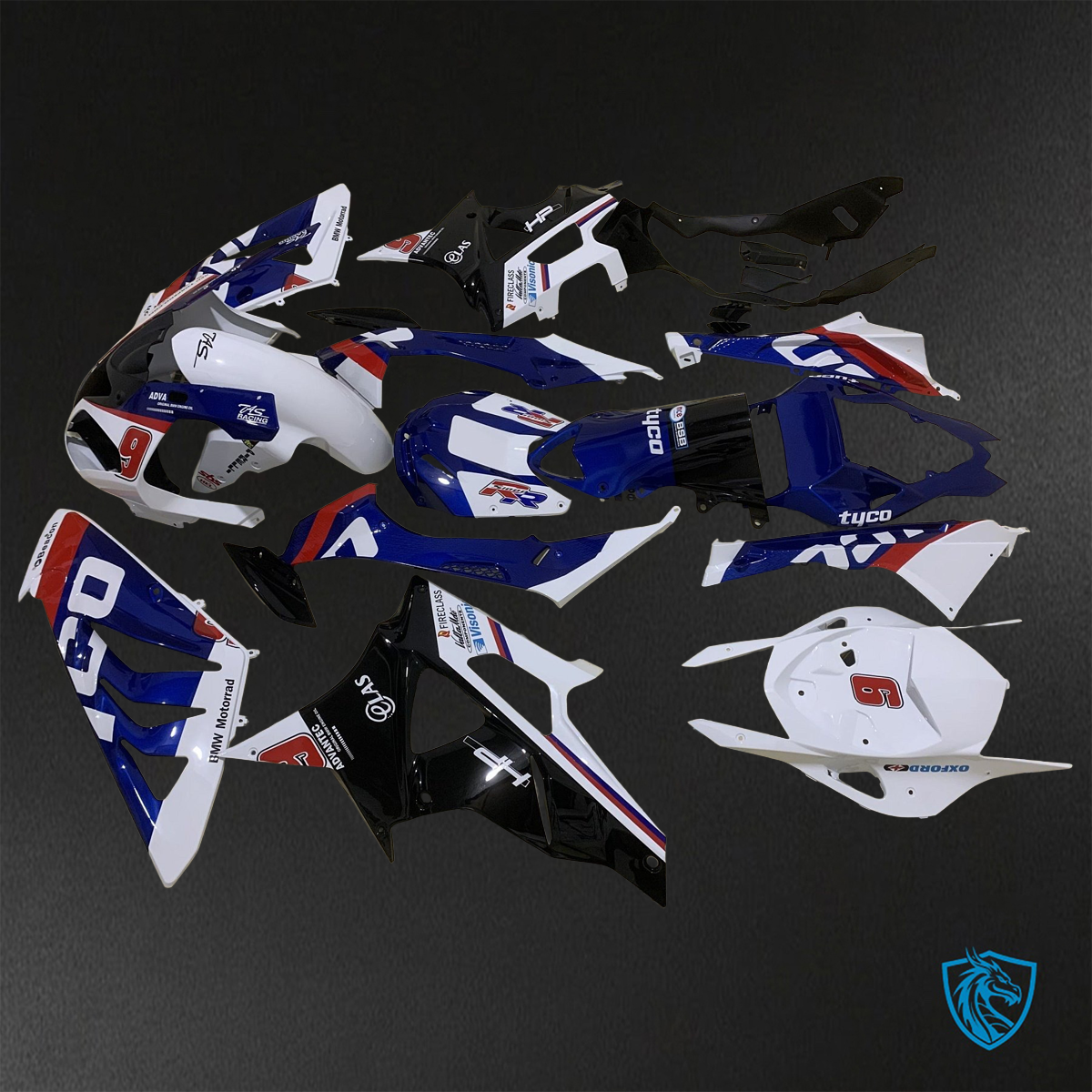 BMW S1000RR HP4 (2009-2014) Blue, White & Red Fairings Kit - Aftermarket ABS Bodywork