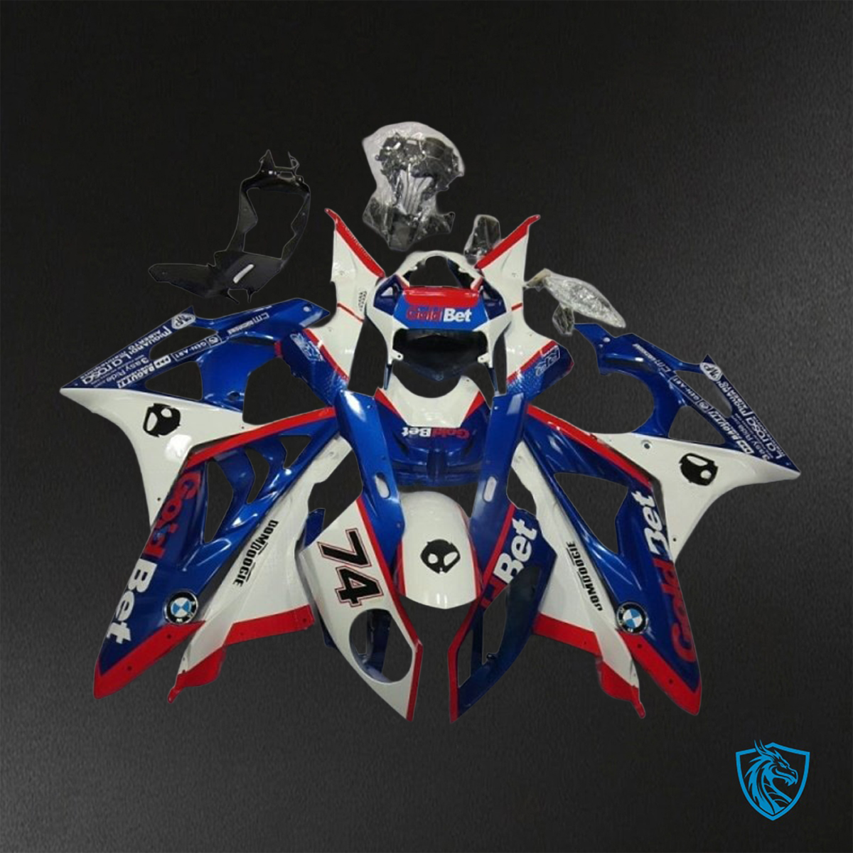 BMW S1000RR HP4 (2009-2014) Gloss White & Blue ABS Bodywork - Fairings Kit