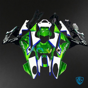 BMW S1000RR HP4 (2009-2014) White, Green & Blue Fairings Kit - Aftermarket ABS Bodywork