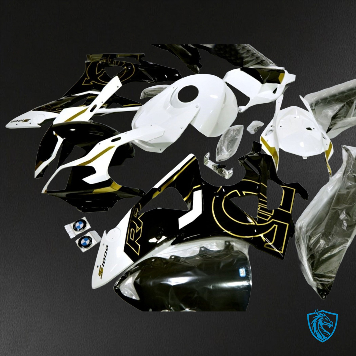 BMW S1000RR HP4 (2009-2014) Gloss white & Black - Custom ABS Fairing Kit