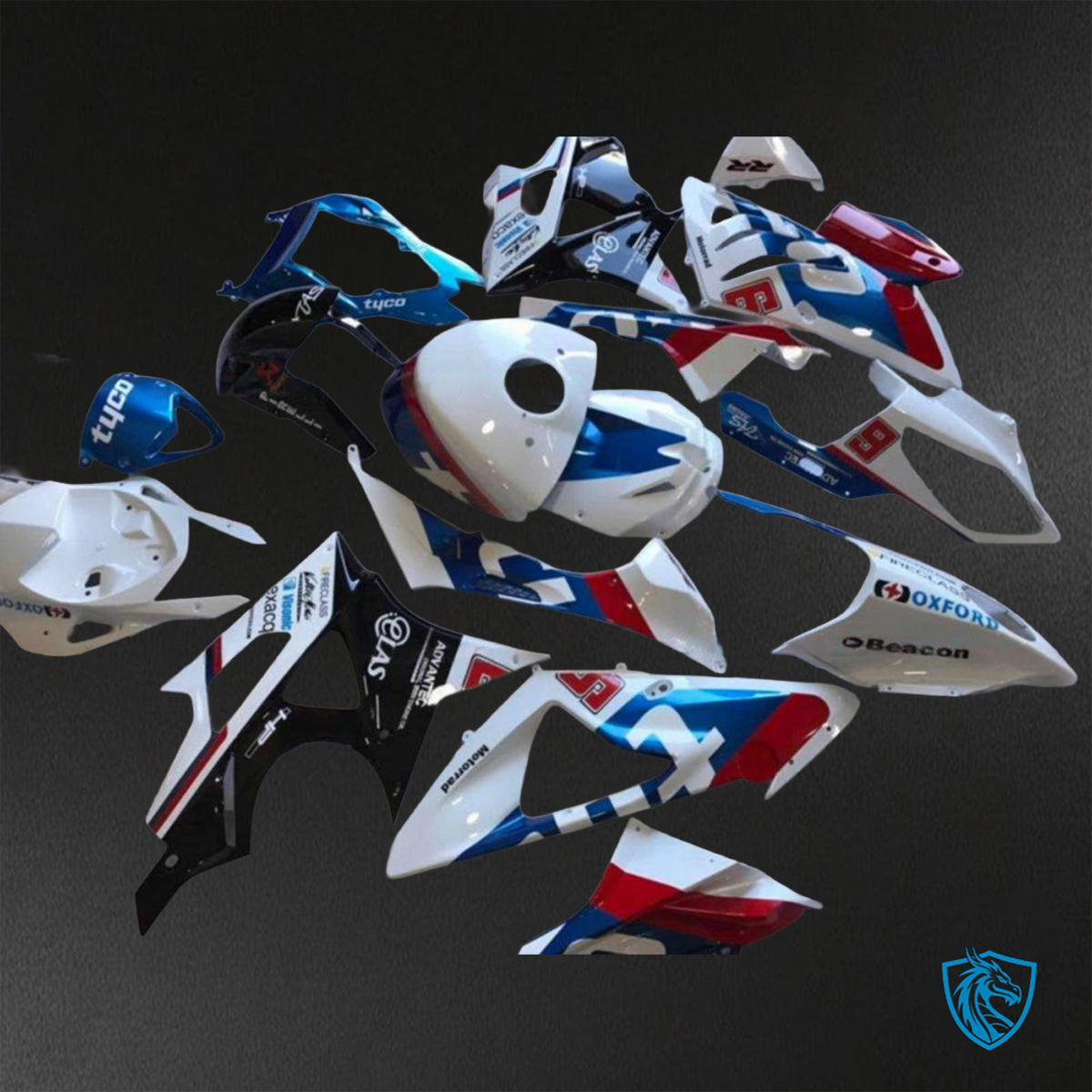 BMW S1000RR HP4 (2009-2014) White, Blue & Red Tyco ABS Bodywork - Fairings Kit