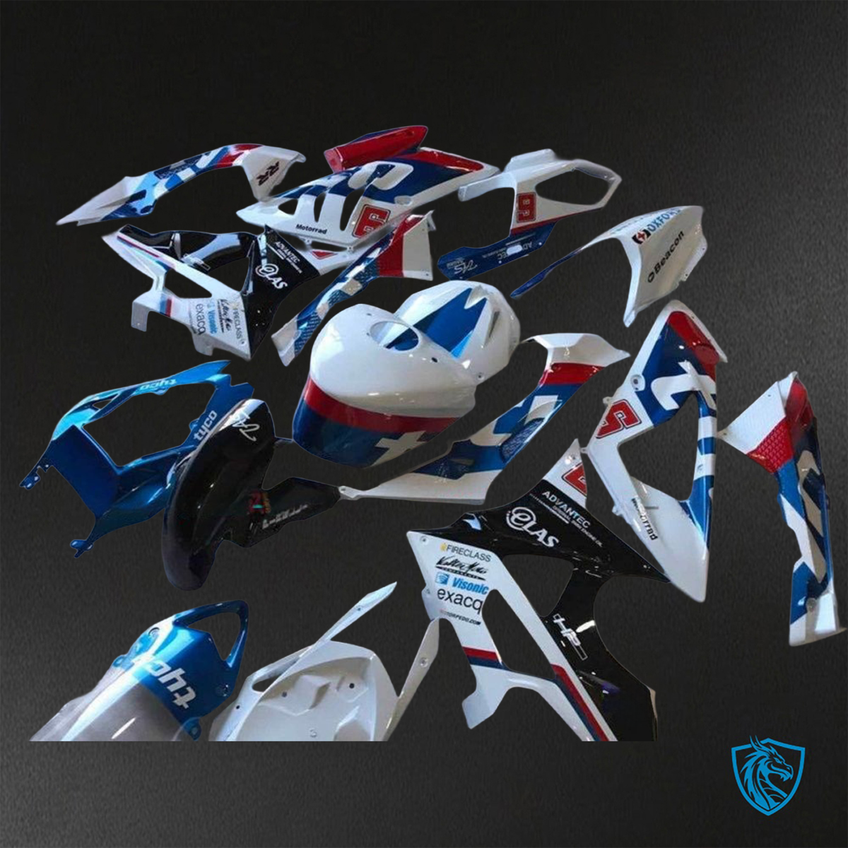 BMW S1000RR HP4 (2009-2014) White, Blue & Red Tyco ABS Bodywork - Fairings Kit