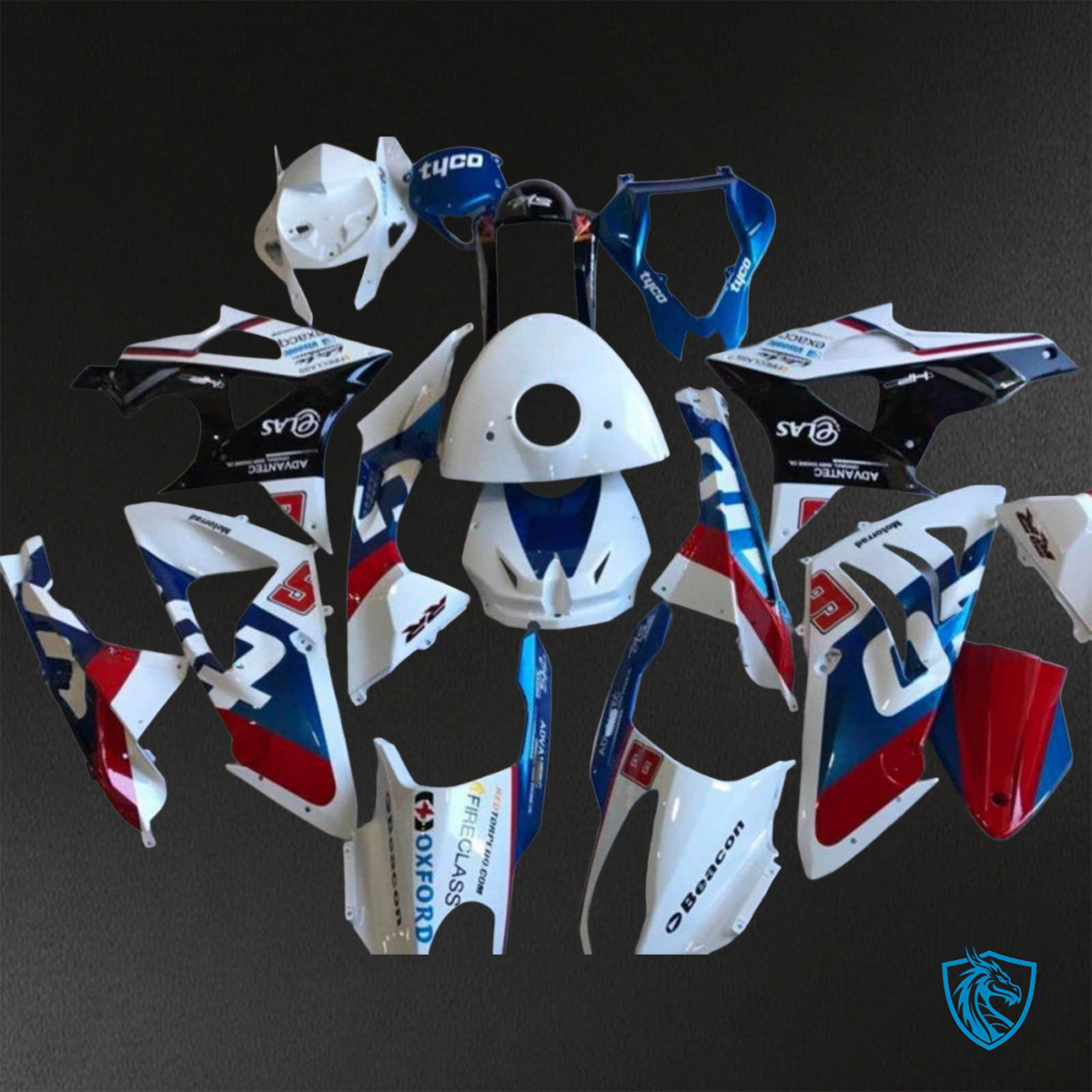 BMW S1000RR HP4 (2009-2014) White, Blue & Red Tyco ABS Bodywork - Fairings Kit