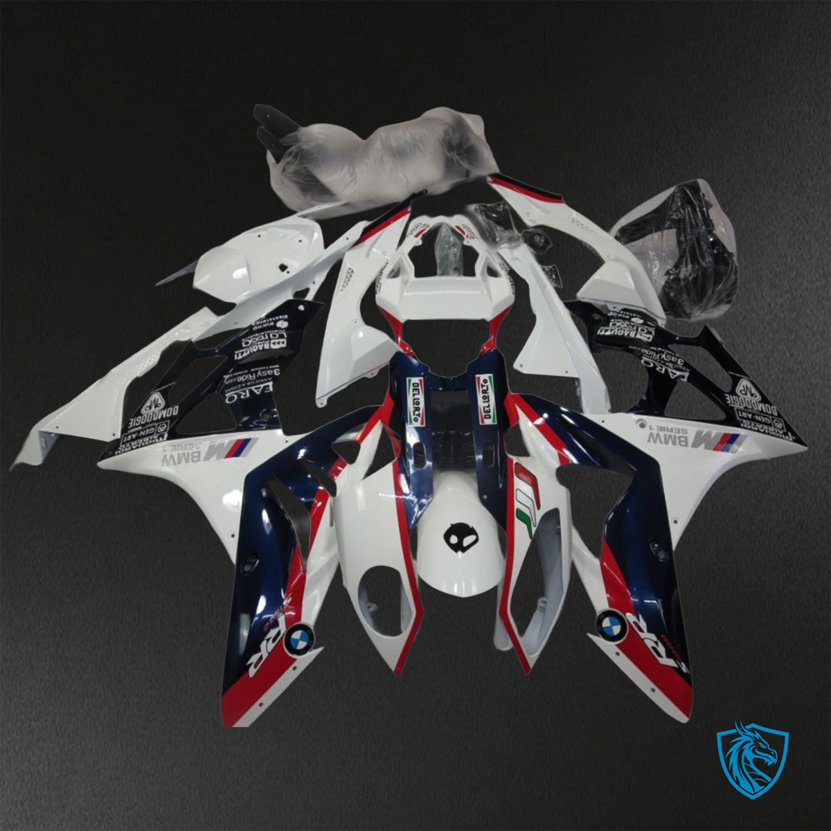 BMW S1000RR HP4 (2009-2014) Gloss white, Red & Black Fairings Kit - Aftermarket ABS Bodywork
