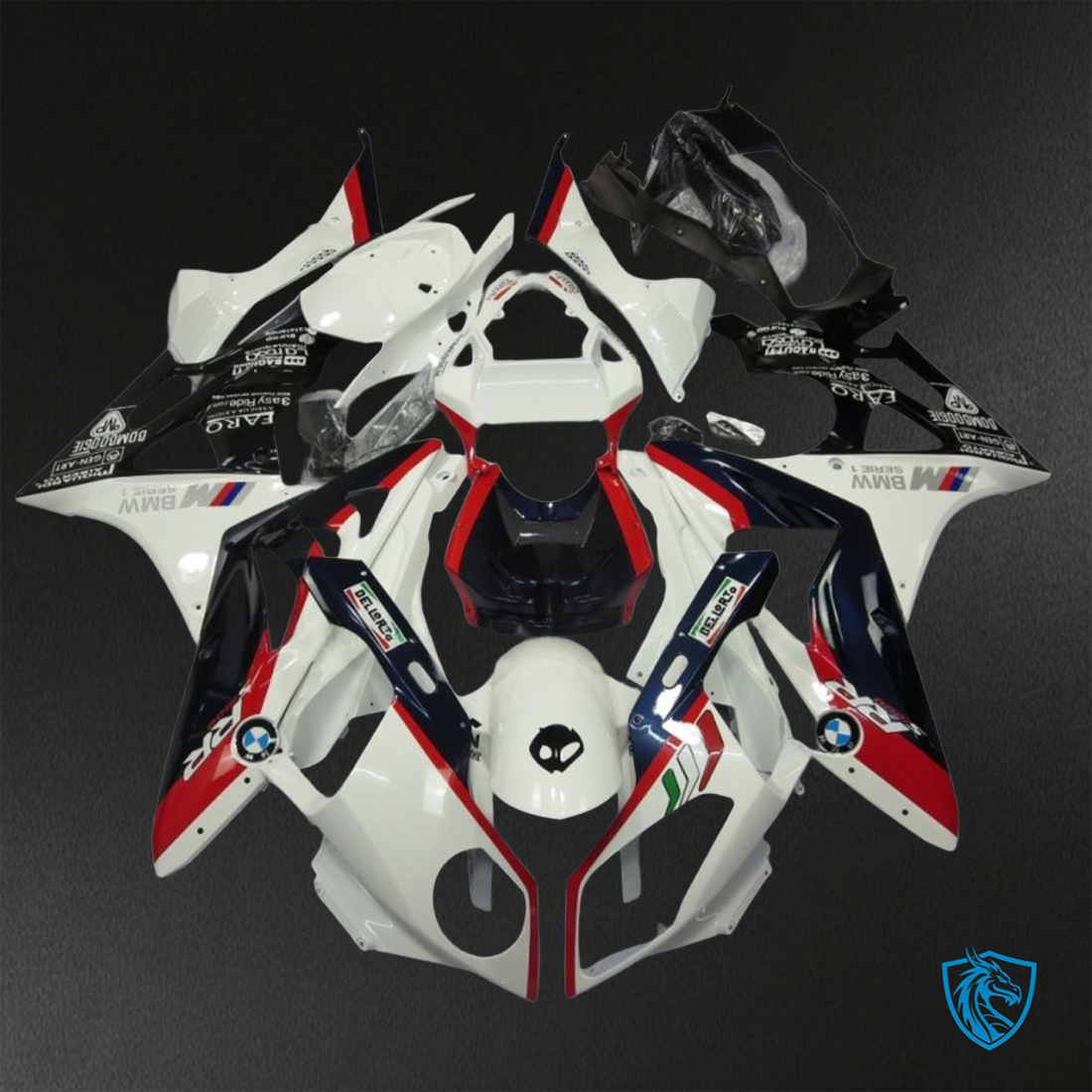 BMW S1000RR HP4 (2009-2014) Gloss white, Red & Black Fairings Kit - Aftermarket ABS Bodywork