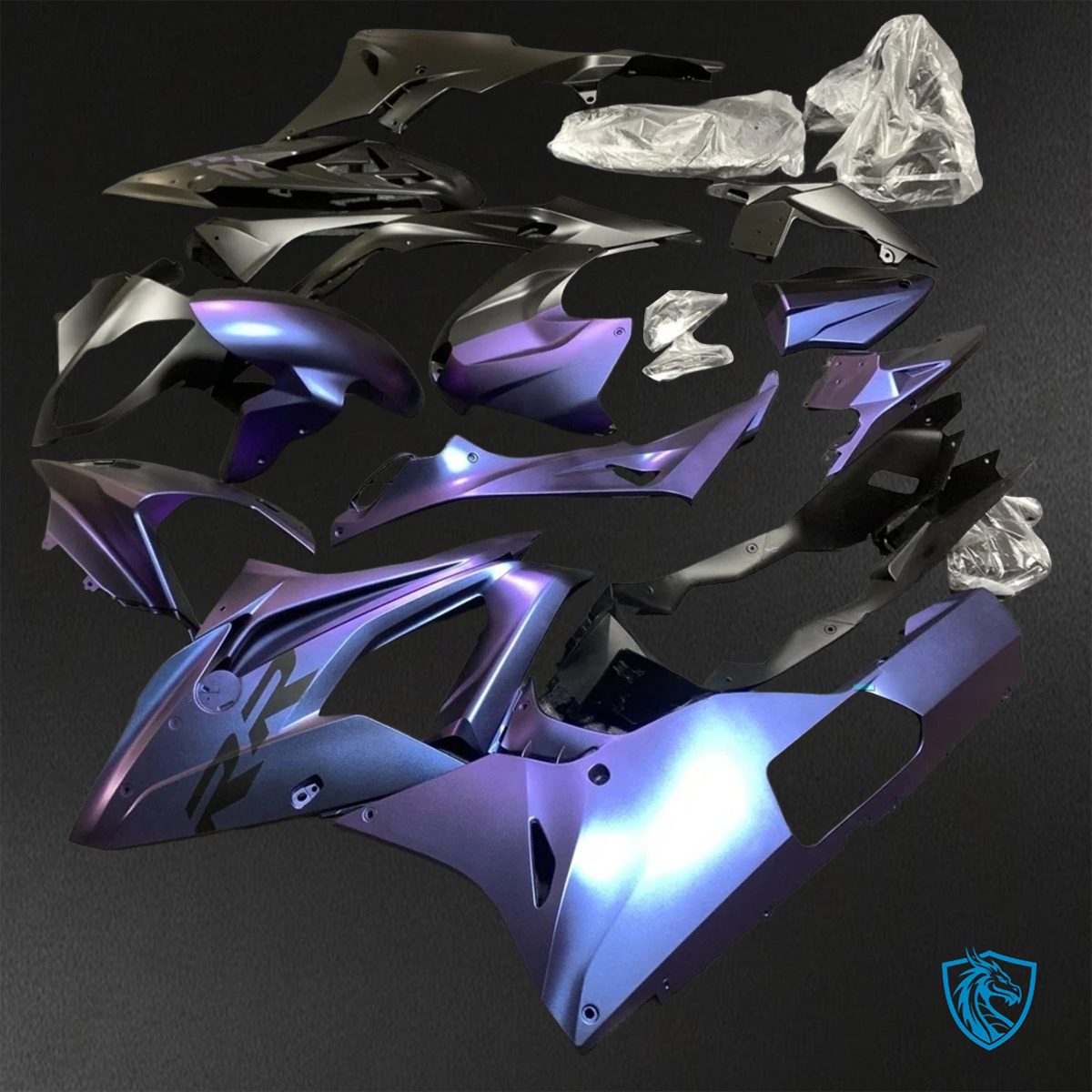 BMW S1000RR (2015-2018) HP4 (2017-2018) Gloss Black & Purple - Custom ABS Fairing Kit