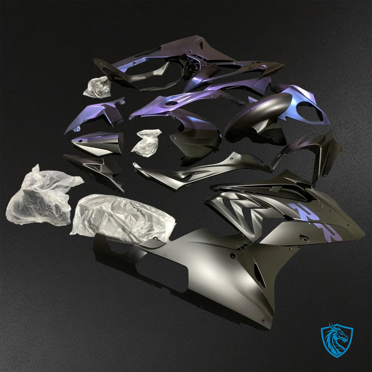 BMW S1000RR (2015-2018) HP4 (2017-2018) Gloss Black & Purple - Custom ABS Fairing Kit