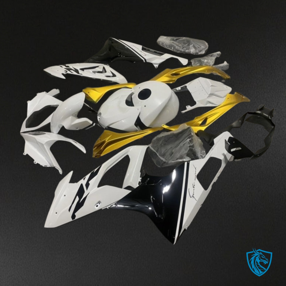 BMW S1000RR (2015-2018) White & Glod Fairing Kit - Aftermarket ABS Bodywork