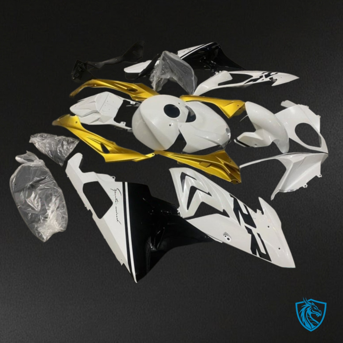 BMW S1000RR (2015-2018) White & Glod Fairing Kit - Aftermarket ABS Bodywork
