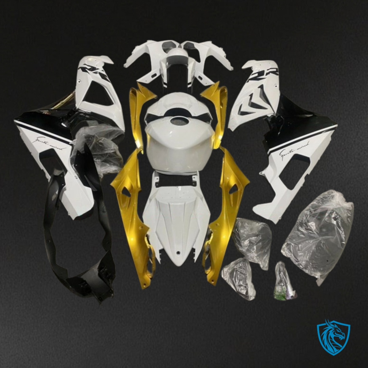 BMW S1000RR (2015-2018) White & Glod Fairing Kit - Aftermarket ABS Bodywork