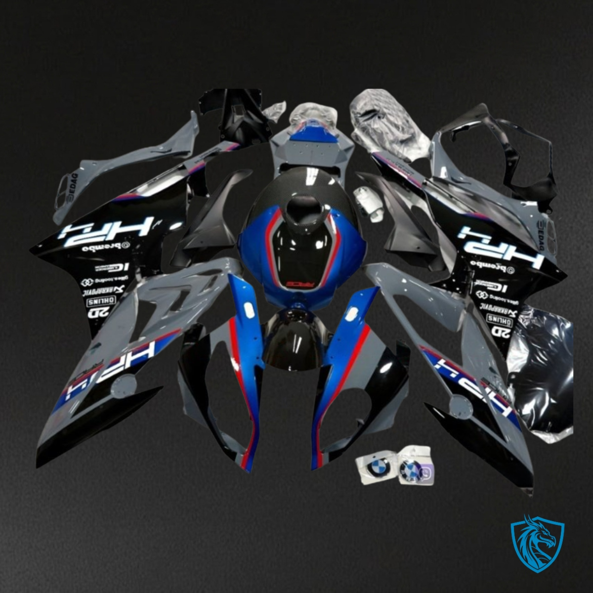 BMW S1000RR (2015-2018) Black, Red & Blue - MERGEment Motorcycle Fairings Kit