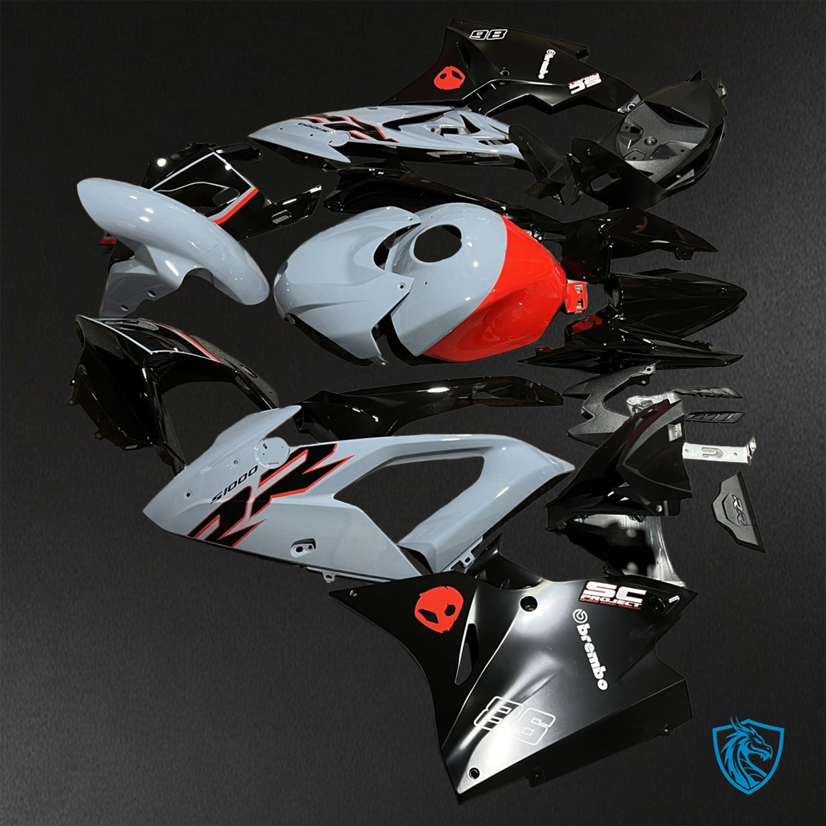 BMW S1000RR (2015-2018) HP4 (2017-2018) Gray, Black & Red - Replacement Motorcycle Fairings Kit