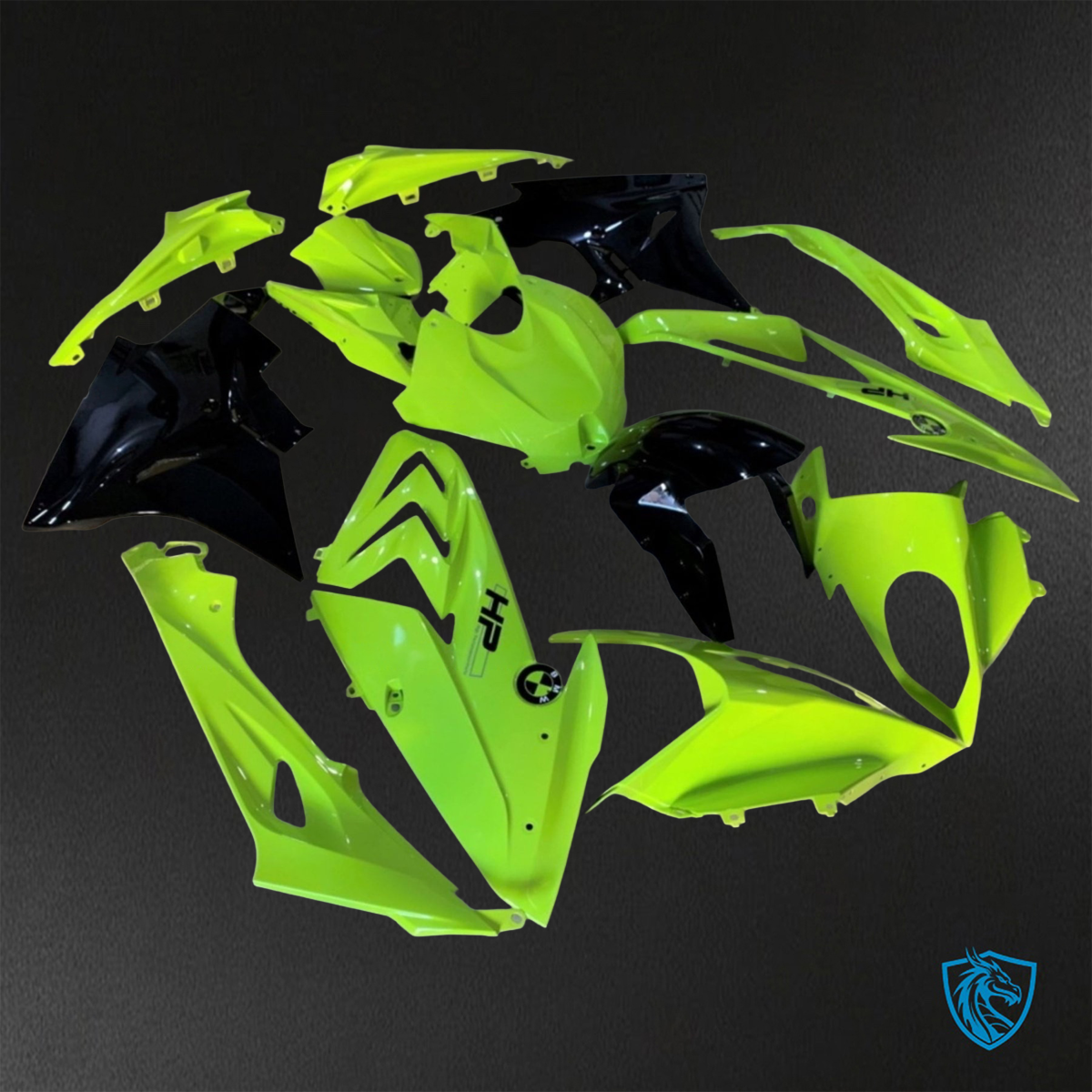 BMW S1000RR (2015-2018) HP4 (2017-2018) Green & Black Fairings Kit - Aftermarket ABS Bodywork