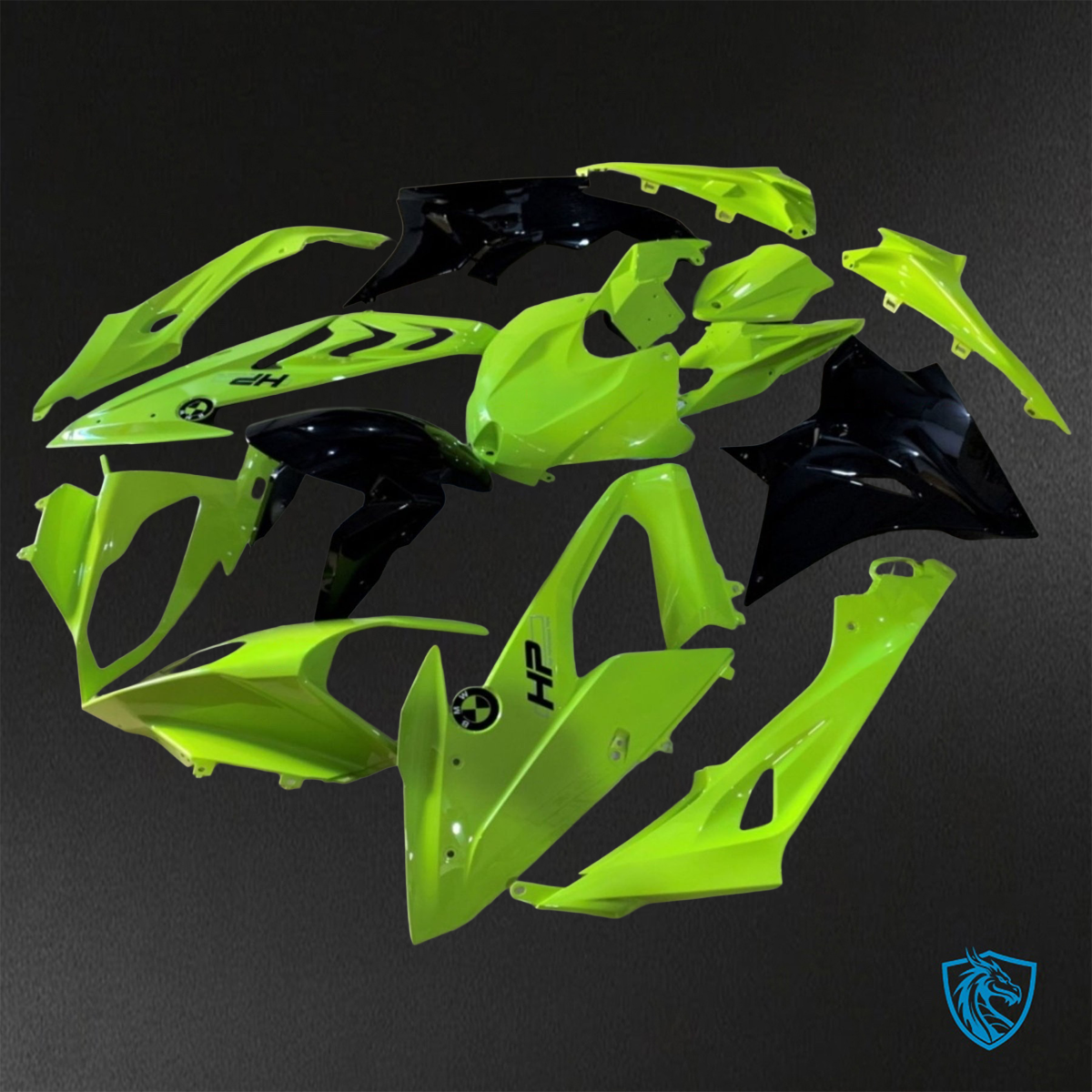 BMW S1000RR (2015-2018) HP4 (2017-2018) Green & Black Fairings Kit - Aftermarket ABS Bodywork