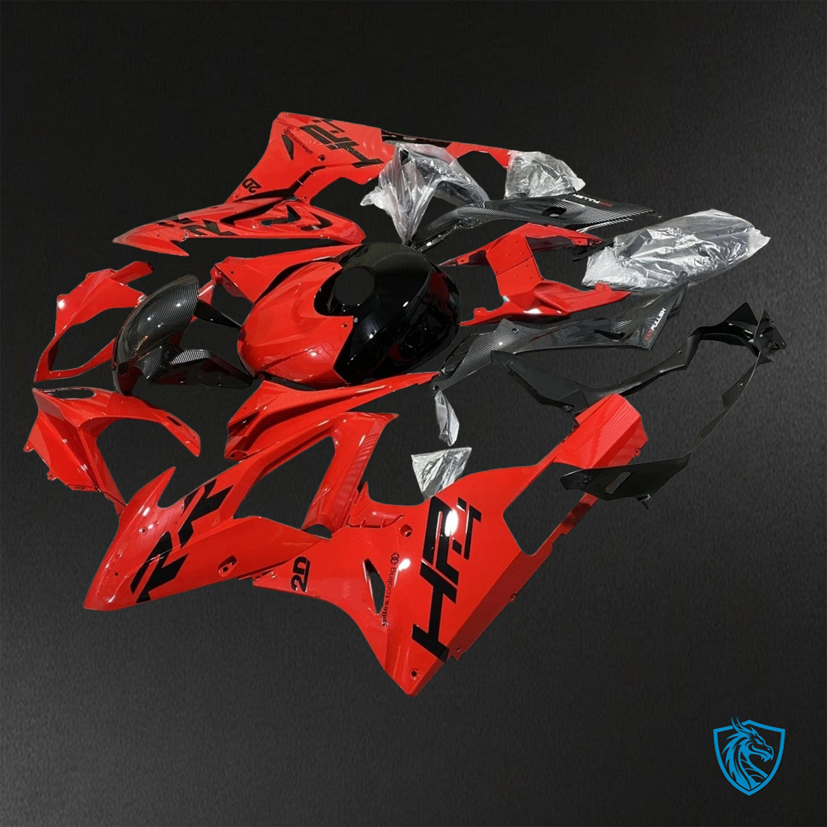 BMW S1000RR (2015-2018) HP4 (2017-2018) Gloss Red & Black - Custom ABS Fairing Kit