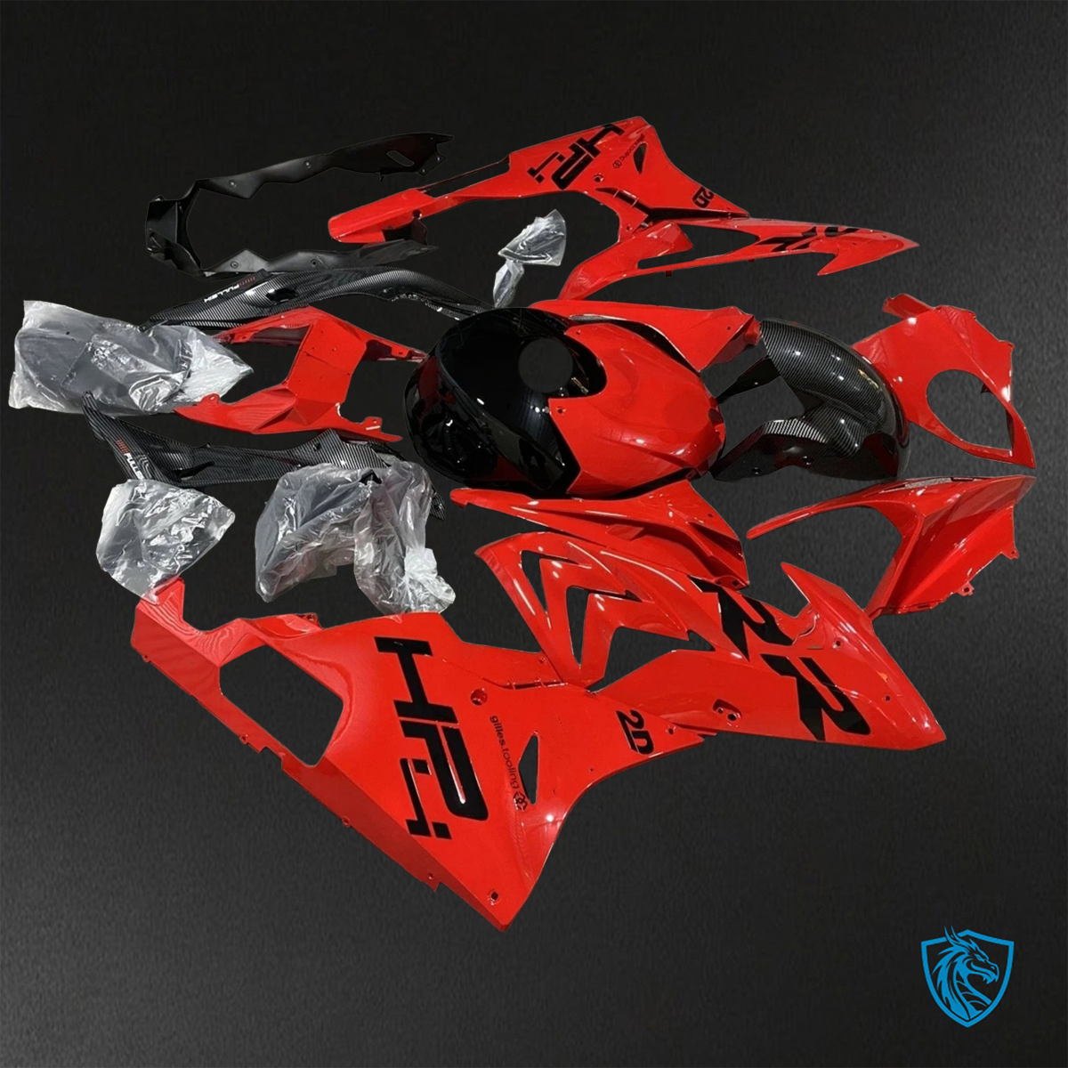 BMW S1000RR (2015-2018) HP4 (2017-2018) Gloss Red & Black - Custom ABS Fairing Kit