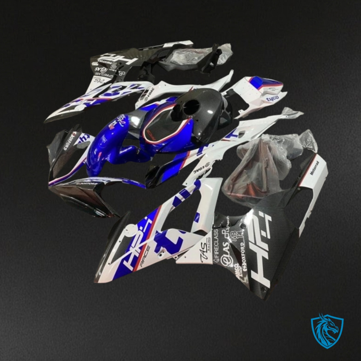 BMW S1000RR (2015-2018) White, Blue & Black  Fairing Kit - Aftermarket ABS Bodywork
